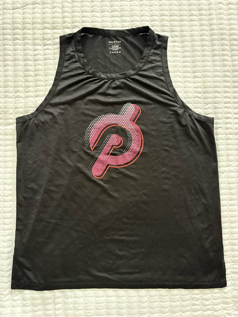 Peloton Black Tank with Pink Logo Detail